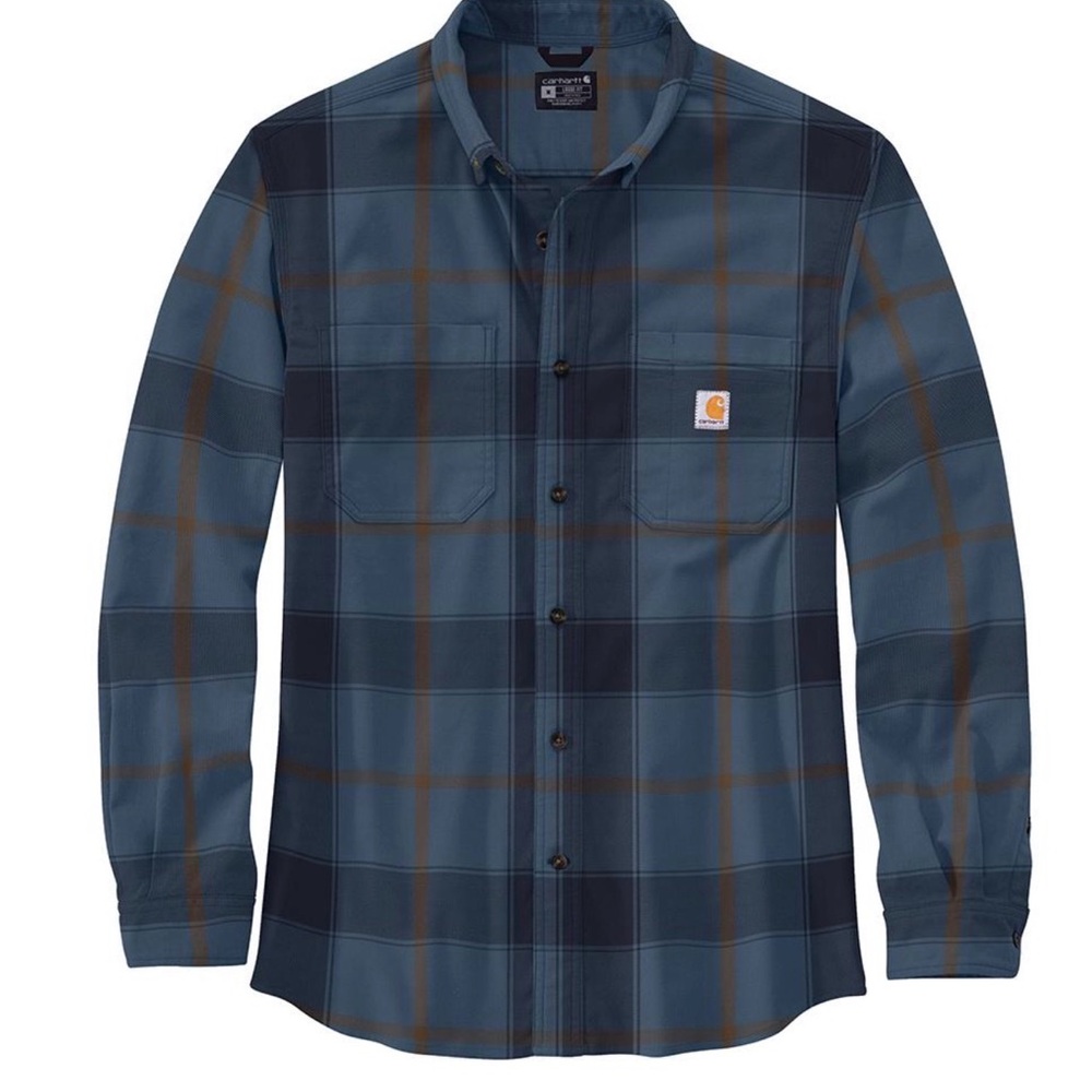 Carhartt Rugged Flex Flannel Shirt 2XL Relaxed Fit Blue Plaid NWT